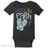 Walk By Faith Flip Flops Christian Jesus Bible Verse Summer Baby Bodysuit thumb 0