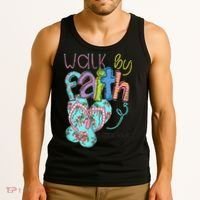 Walk By Faith Flip Flops Christian Jesus Bible Verse Summer Tank Top thumb 3