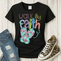 Walk By Faith Flip Flops Christian Jesus Bible Verse Summer Women's T-Shirt thumb 3