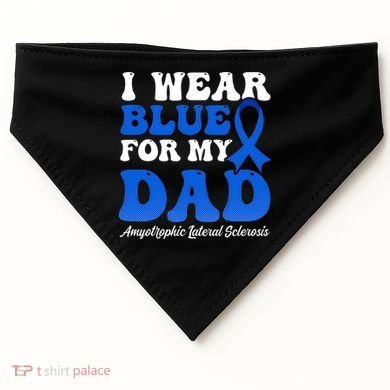 Wear Blue For Dad Design Als Awarenesss USA-Made Doggie Bandana