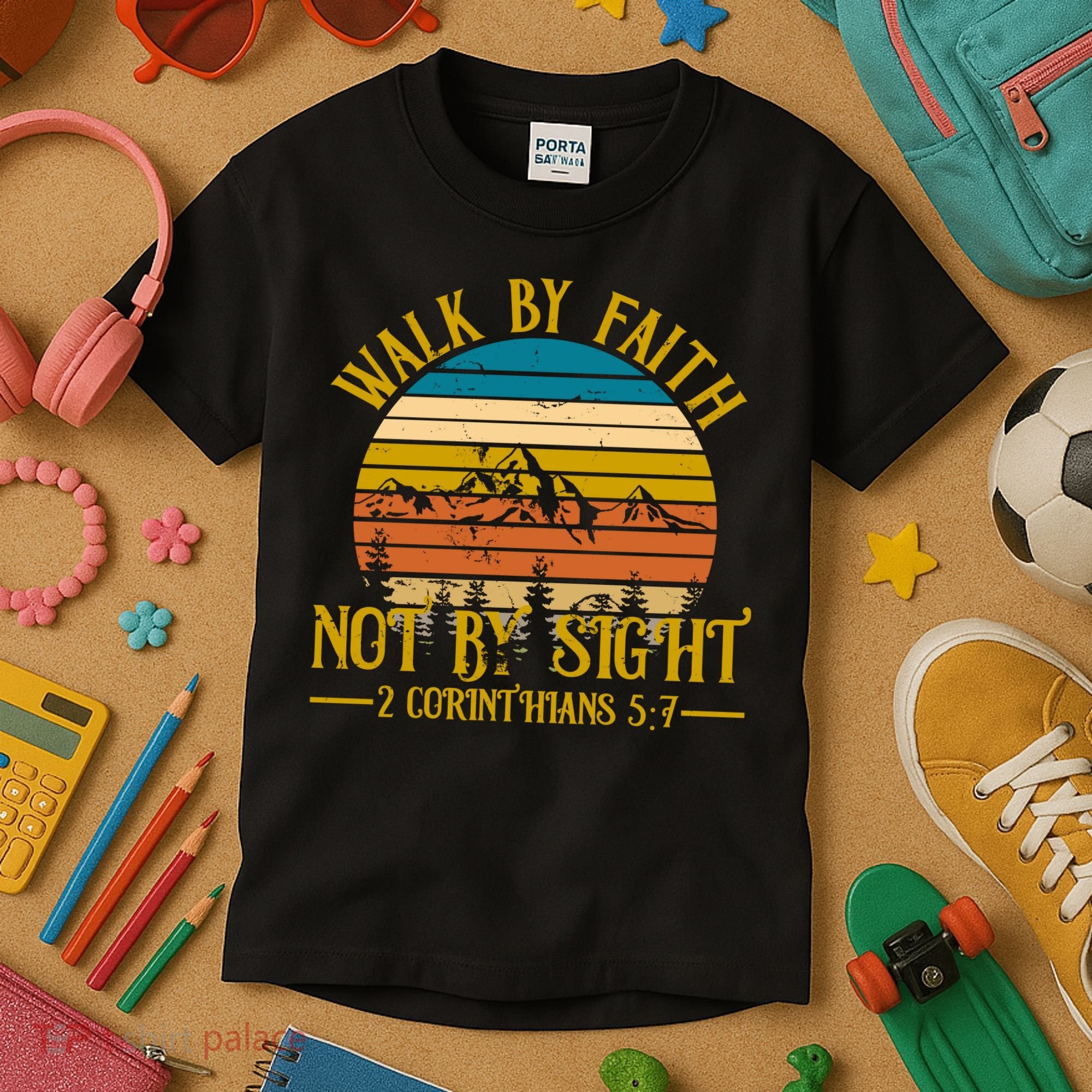 Walk By Faith Not By Sight 2 Corinthians 5:7 Kids T-Shirt