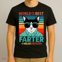 Worlds Best Farter I Mean Father Best Cat Dad Ever T-Shirt thumb 3