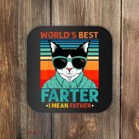 Worlds Best Farter I Mean Father Best Cat Dad Ever Coaster thumb 0