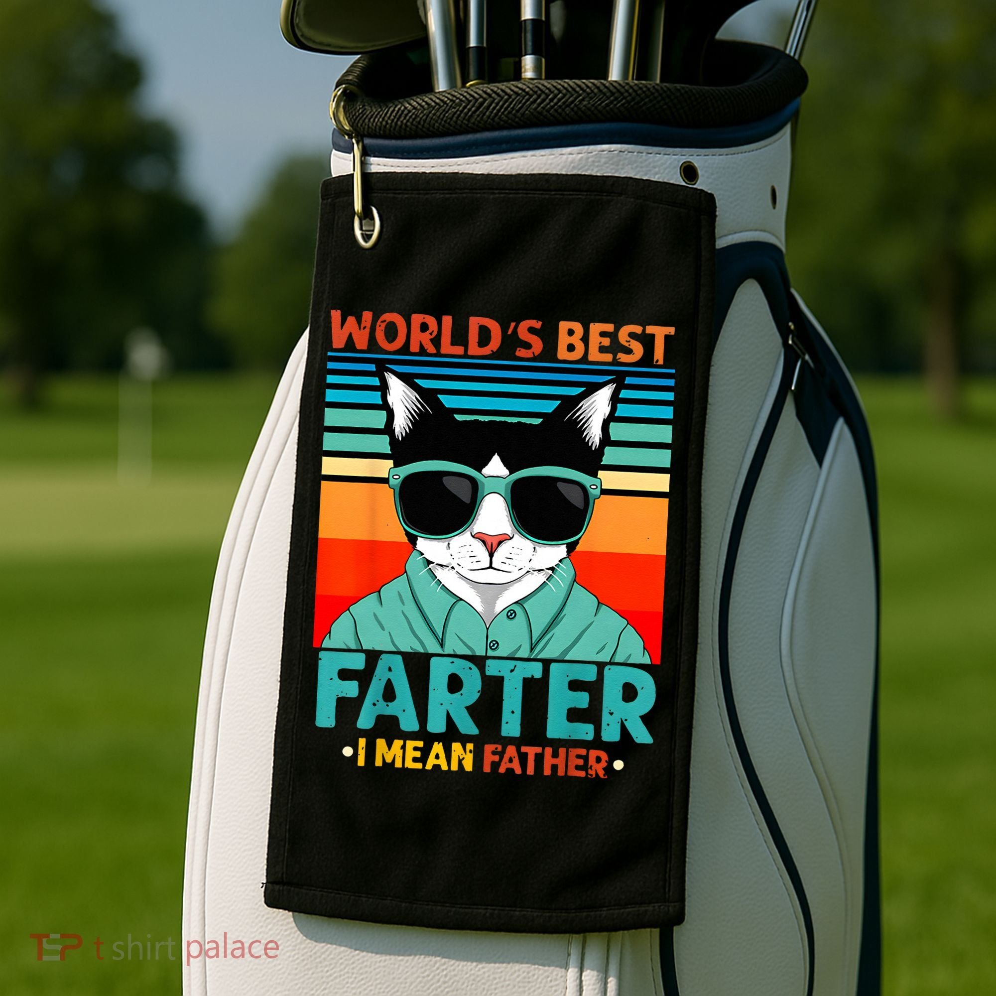 Worlds Best Farter I Mean Father Best Cat Dad Ever Golf Towel