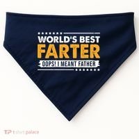 Worlds Best Farter Oops I Meant Father Funny USA-Made Doggie Bandana thumb 0