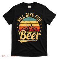 Will Bike For Beer Funny Bike Lovers Biking Vintage T-Shirt thumb 0