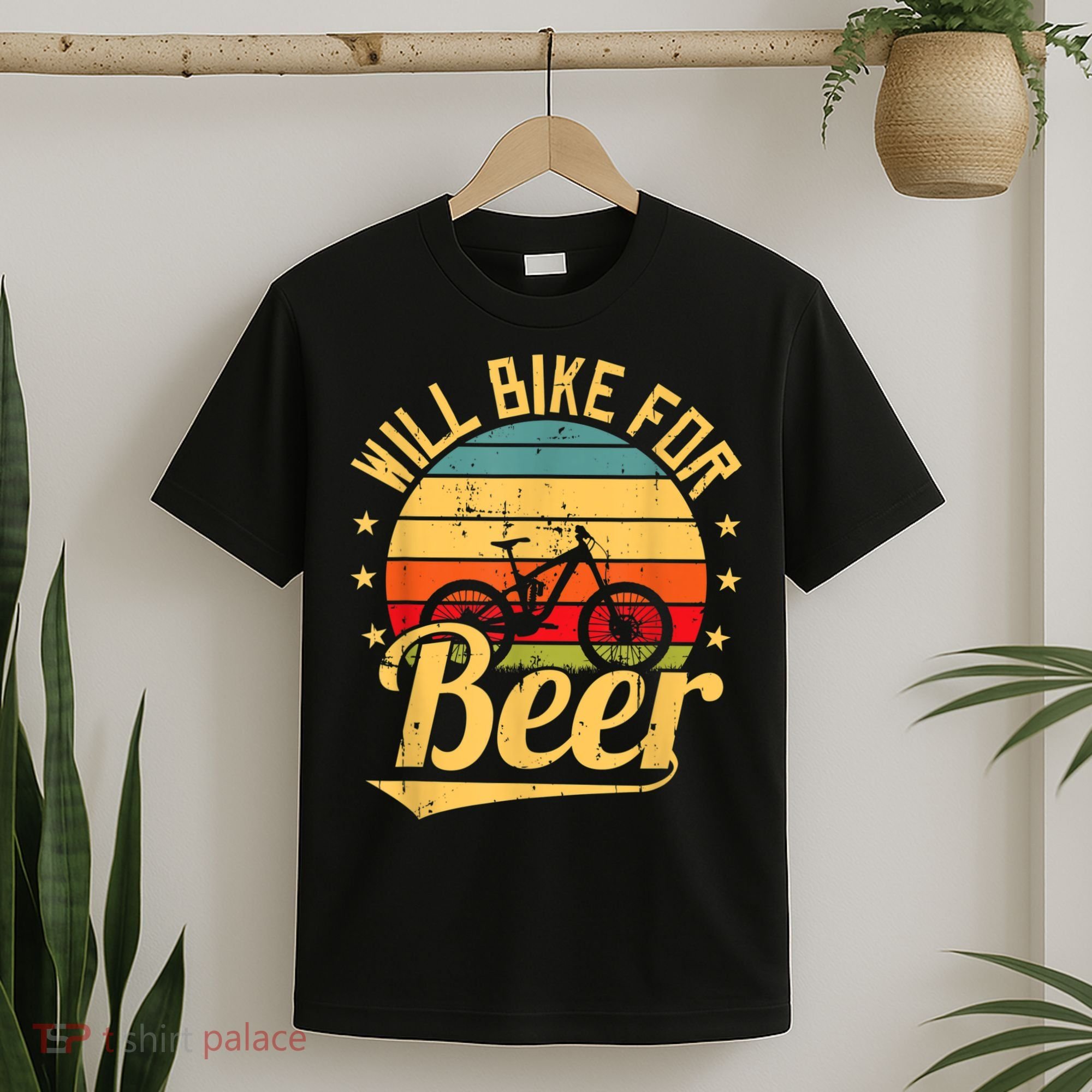 Will Bike For Beer Funny Bike Lovers Biking Vintage T-Shirt