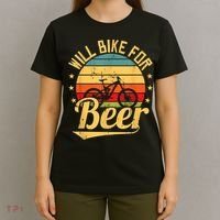 Will Bike For Beer Funny Bike Lovers Biking Vintage T-Shirt thumb 4