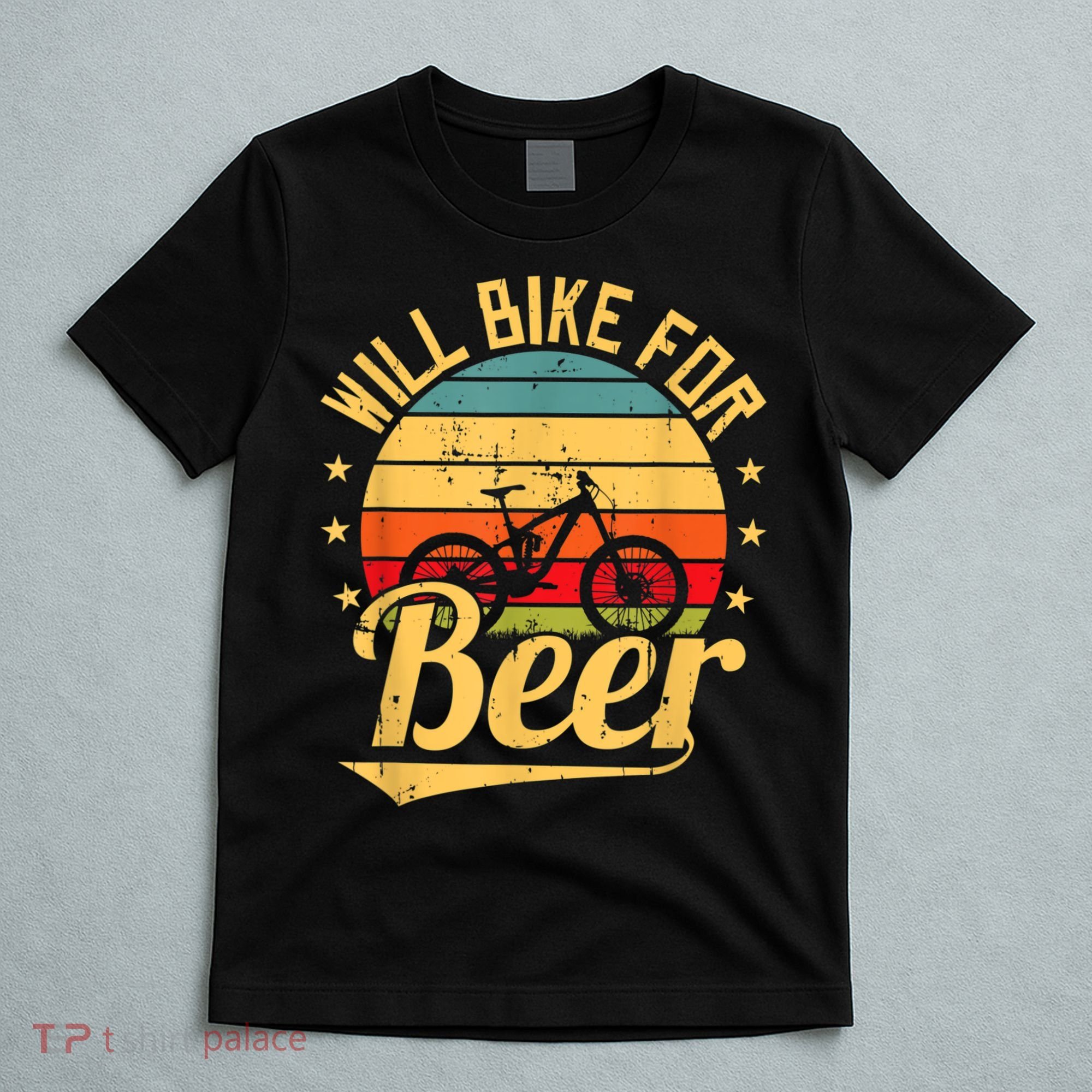 Will Bike For Beer Funny Bike Lovers Biking Vintage T-Shirt