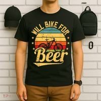 Will Bike For Beer Funny Bike Lovers Biking Vintage T-Shirt thumb 6