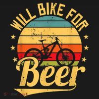 Will Bike For Beer Funny Bike Lovers Biking Vintage T-Shirt thumb 7
