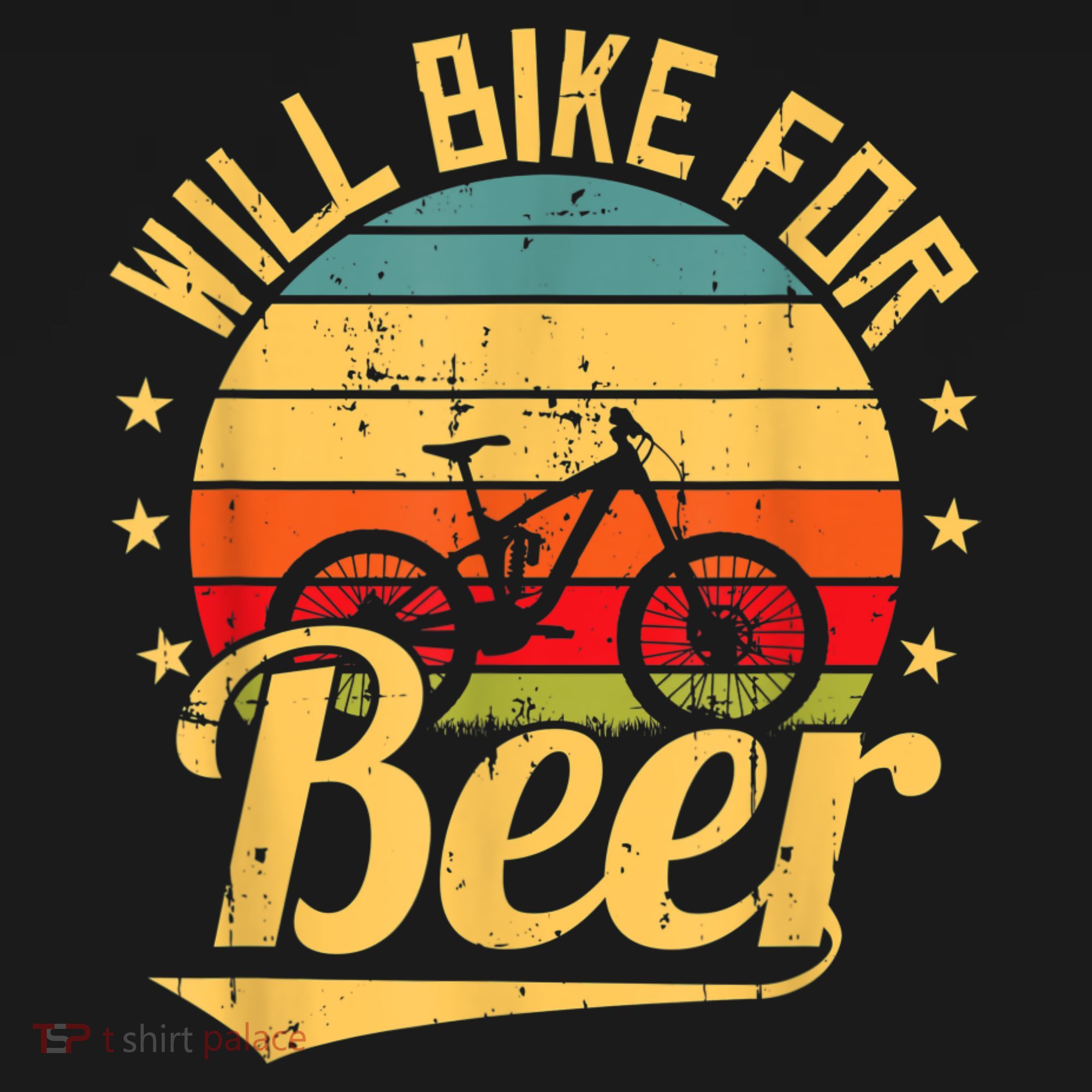 Will Bike For Beer Funny Bike Lovers Biking Vintage T-Shirt