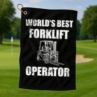 Worlds Best Forklift Operator. Forklift Certified Golf Towel thumb 1