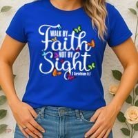 Walk By Faith Not By Sight 2 Corinthians 5 7 Butterfly Art Gift Women's T-Shirt thumb 2