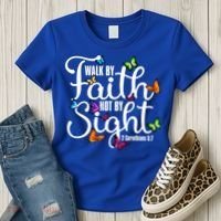 Walk By Faith Not By Sight 2 Corinthians 5 7 Butterfly Art Gift Women's T-Shirt thumb 3