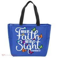 Walk By Faith Not By Sight 2 Corinthians 5 7 Butterfly Art Gift Tote Bag thumb 0