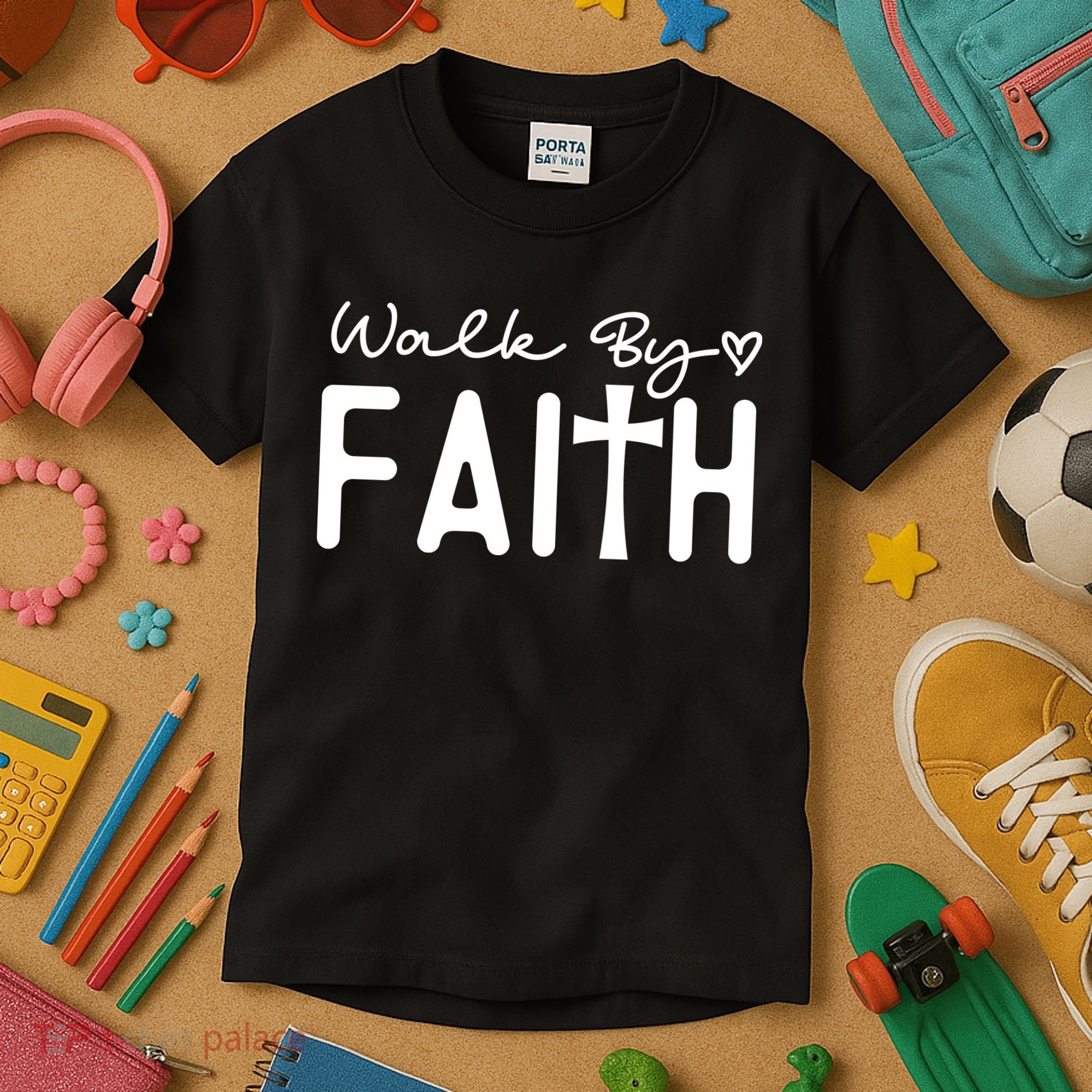 Walk By Faith , Faith T Kids T-Shirt