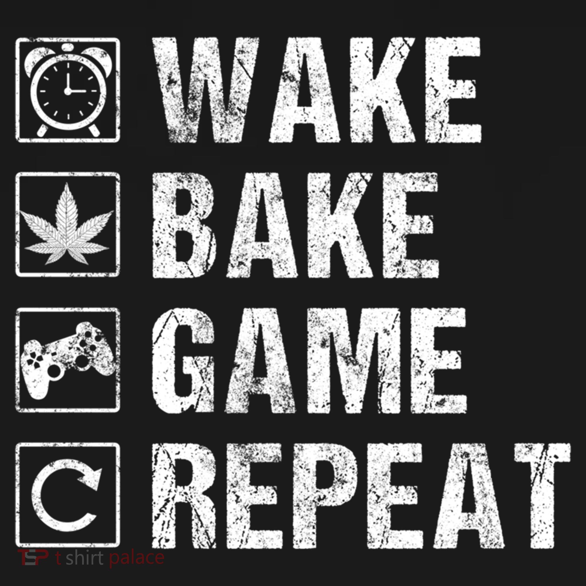 Wake Bake Game Repeat Video Game Weed Smoker Pot Gift USA-Made Doggie Bandana