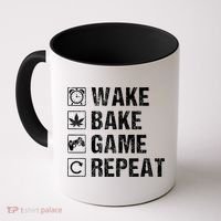 Wake Bake Game Repeat Video Game Weed Smoker Pot Gift Coffee Mug thumb 0