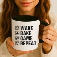 Wake Bake Game Repeat Video Game Weed Smoker Pot Gift Coffee Mug thumb 3