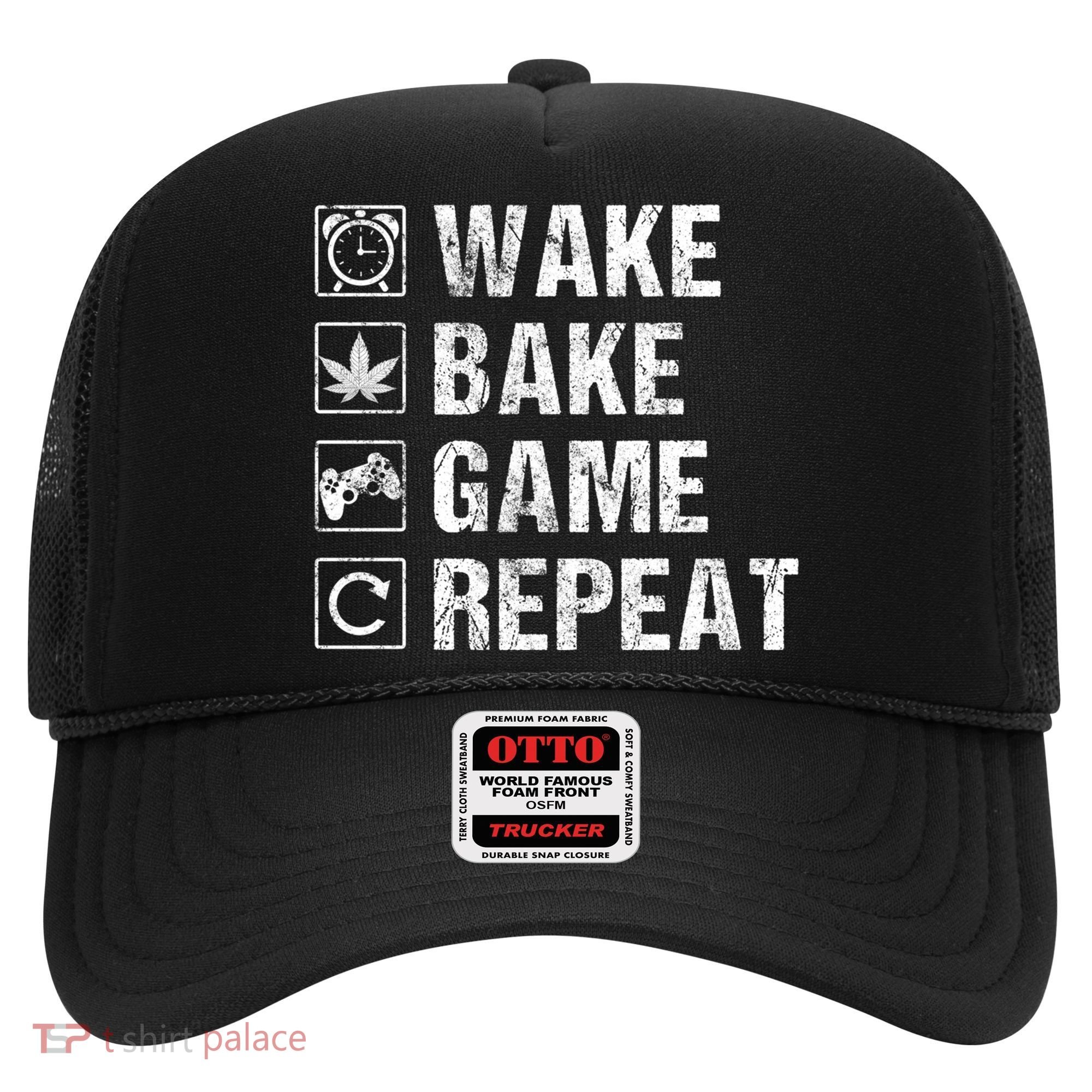 Wake Bake Game Repeat Video Game Weed Smoker Pot Gift Hat
