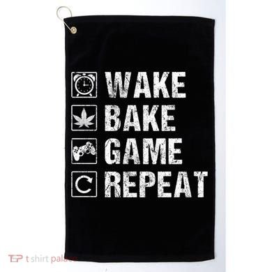 Wake Bake Game Repeat Video Game Weed Smoker Pot Gift Golf Towel