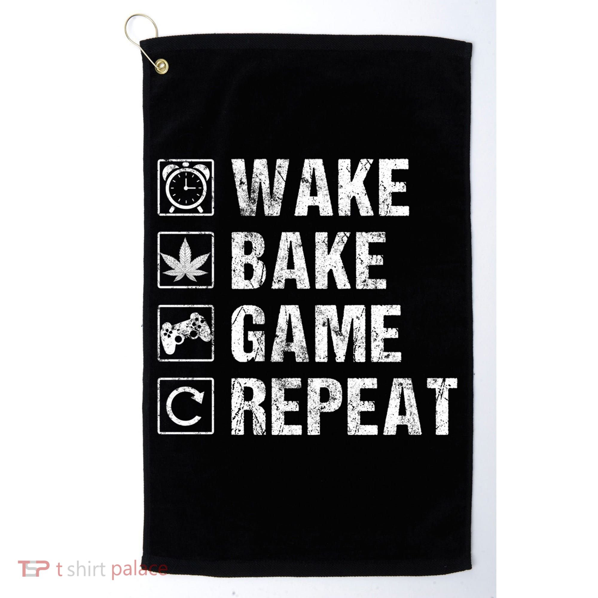 Wake Bake Game Repeat Video Game Weed Smoker Pot Gift Golf Towel