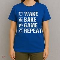 Wake Bake Game Repeat Video Game Weed Smoker Pot Gift T-Shirt thumb 4