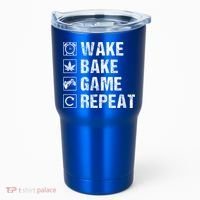 Wake Bake Game Repeat Video Game Weed Smoker Pot Gift Tumbler thumb 0