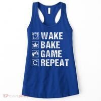 Wake Bake Game Repeat Video Game Weed Smoker Pot Gift Women's Tank Top thumb 0