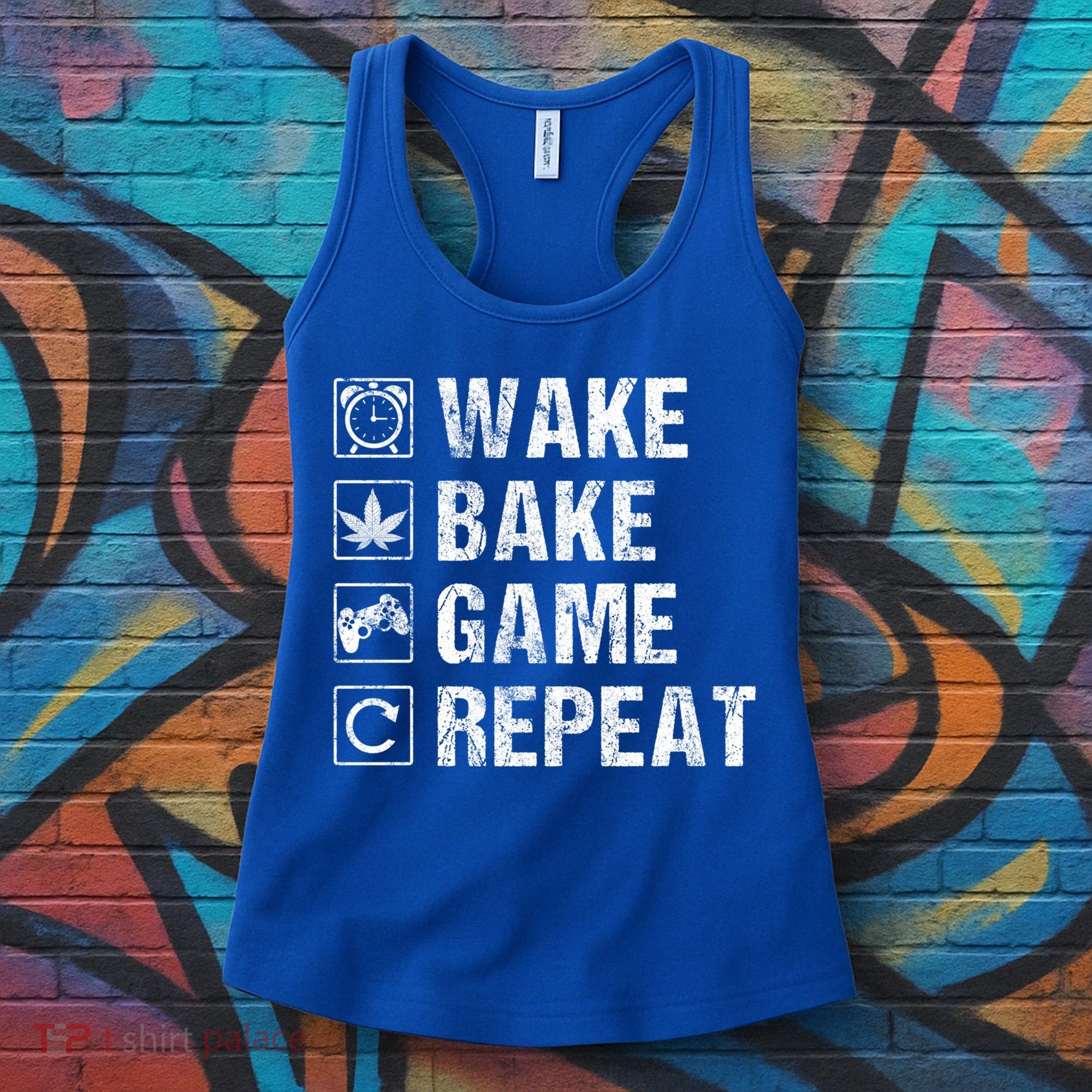 Wake Bake Game Repeat Video Game Weed Smoker Pot Gift Women's Tank Top