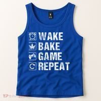 Wake Bake Game Repeat Video Game Weed Smoker Pot Gift Tank Top thumb 2