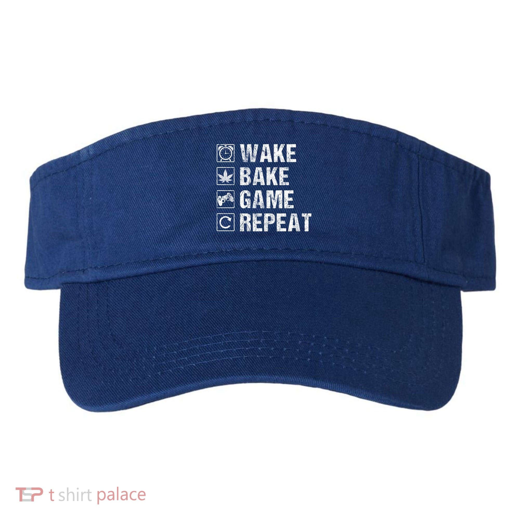 Wake Bake Game Repeat Video Game Weed Smoker Pot Gift Visor