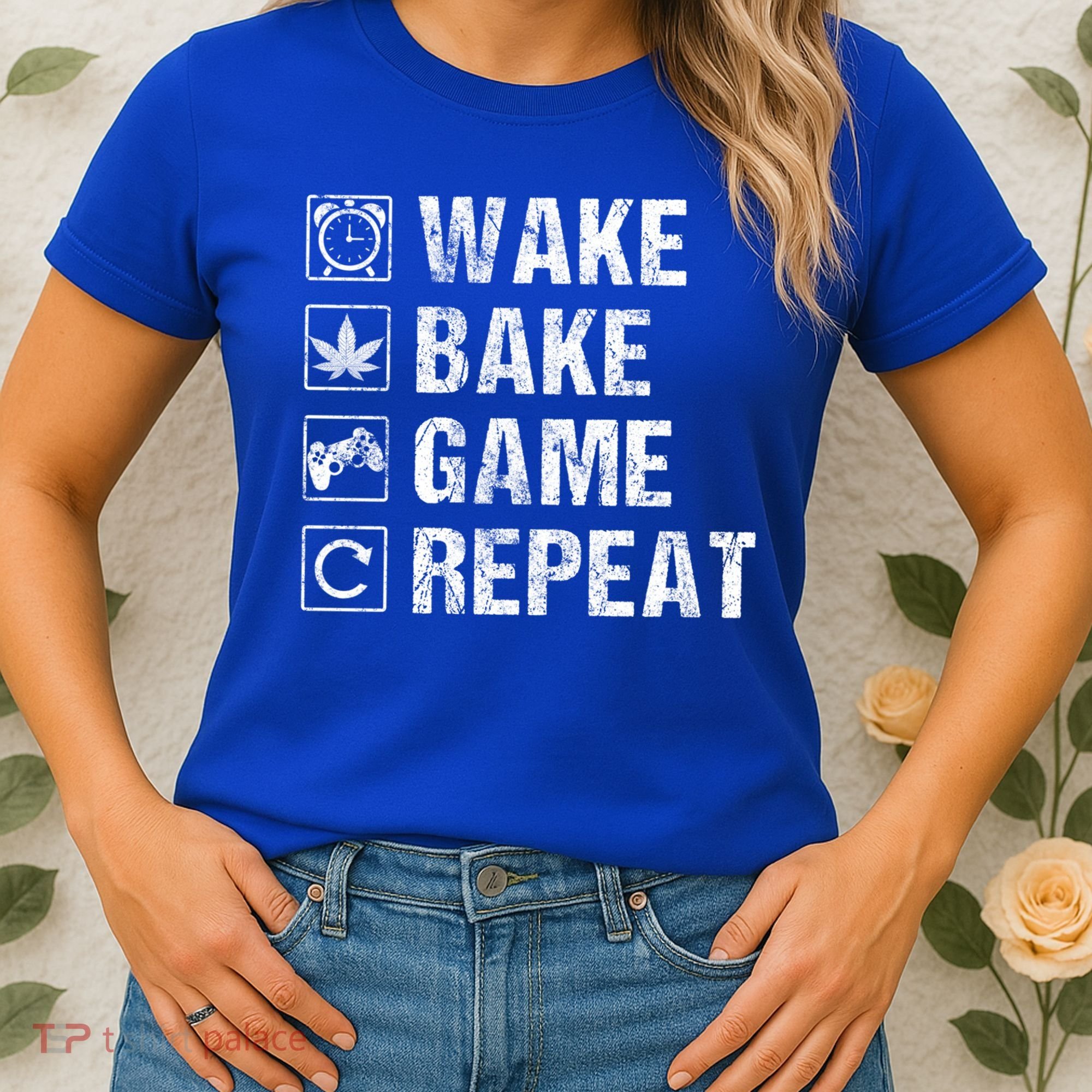 Wake Bake Game Repeat Video Game Weed Smoker Pot Gift Women's T-Shirt
