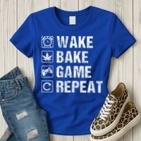 Wake Bake Game Repeat Video Game Weed Smoker Pot Gift Women's T-Shirt thumb 3