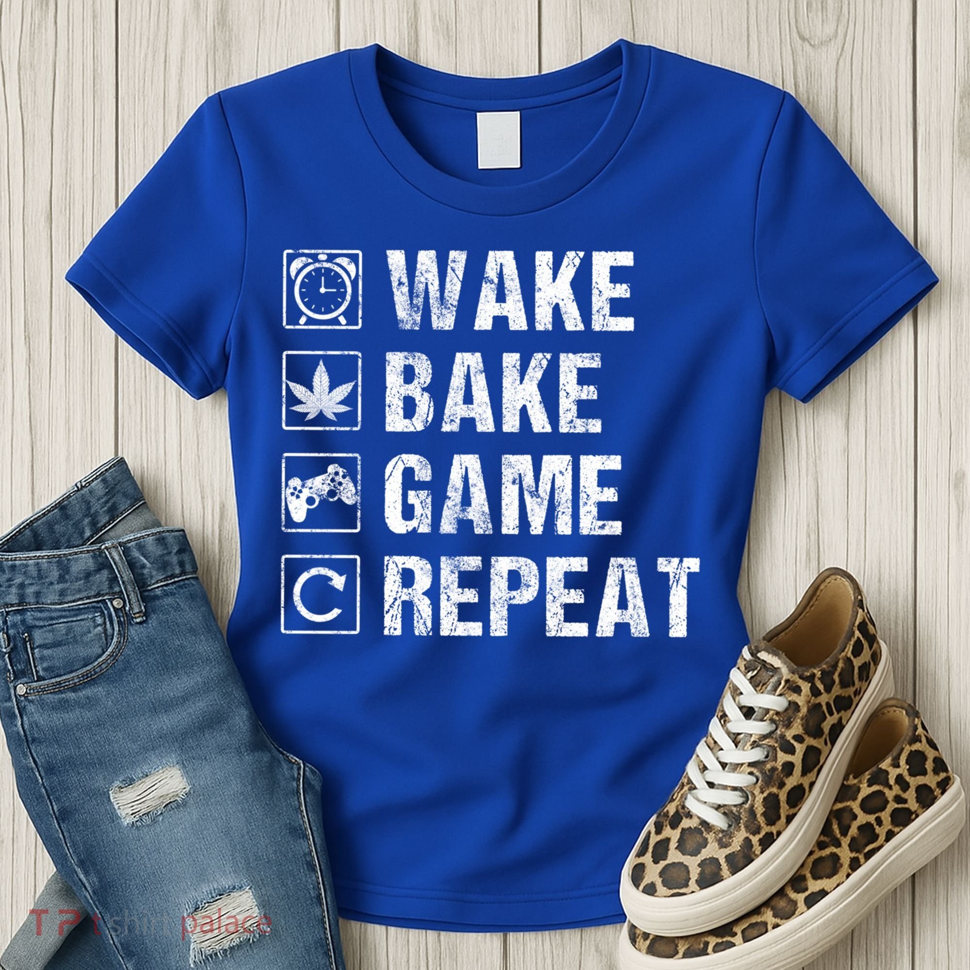 Wake Bake Game Repeat Video Game Weed Smoker Pot Gift Women's T-Shirt