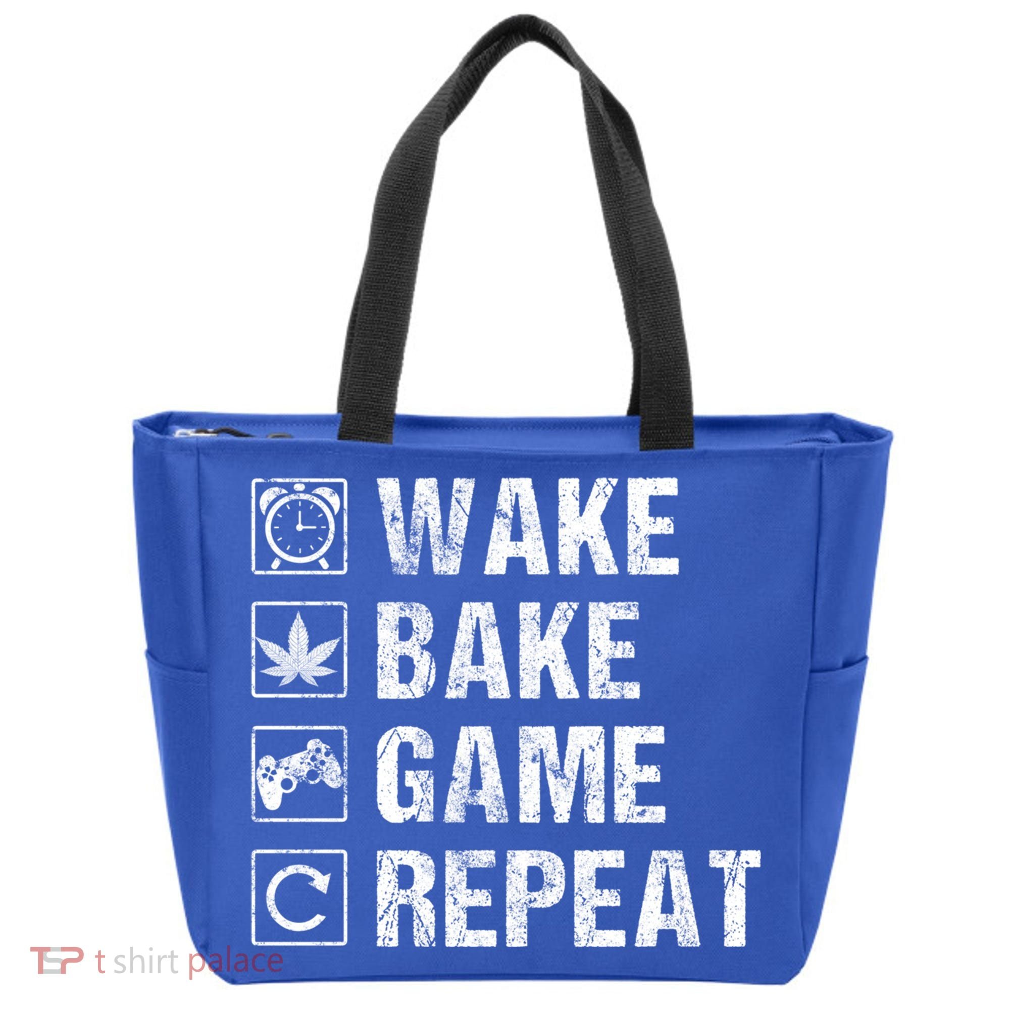 Wake Bake Game Repeat Video Game Weed Smoker Pot Gift Tote Bag