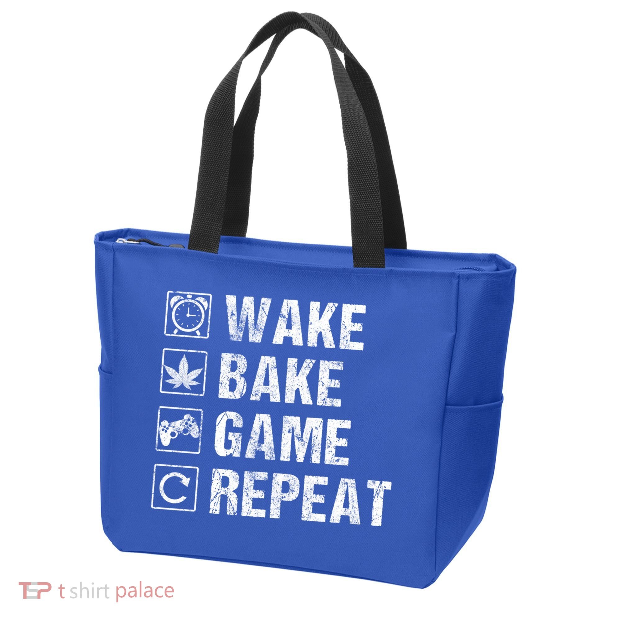 Wake Bake Game Repeat Video Game Weed Smoker Pot Gift Tote Bag