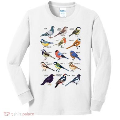 Wildlife Birds Gift For Bird Watching Birder Kids Long Sleeve Shirt