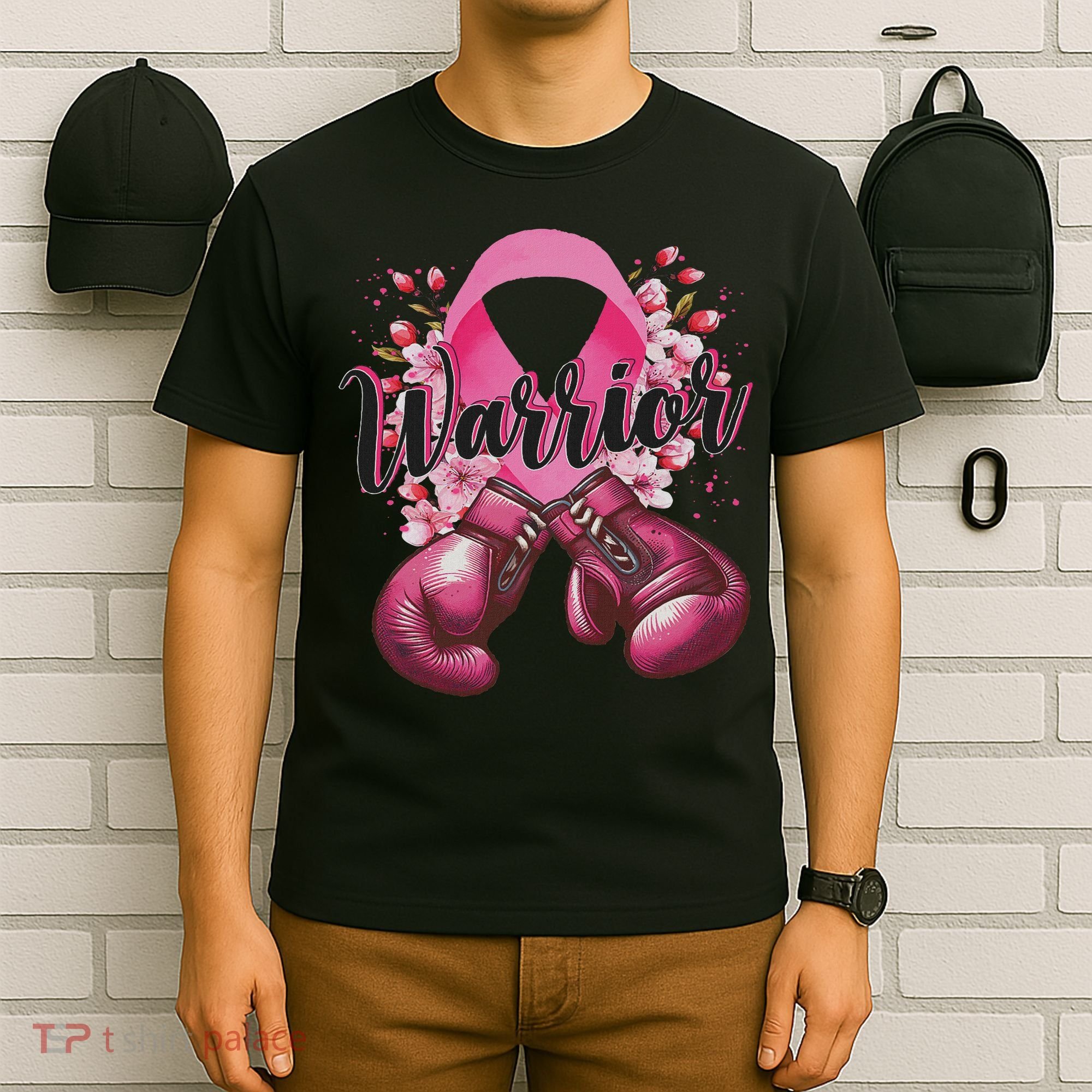 Warrior Boxing Gloves Ribbon Breast Cancer Awareness T-Shirt