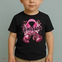 Warrior Boxing Gloves Ribbon Breast Cancer Awareness Toddler T-Shirt thumb 2