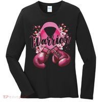 Warrior Boxing Gloves Ribbon Breast Cancer Awareness Women's Long Sleeve Shirt thumb 0