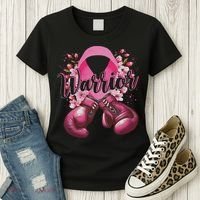 Warrior Boxing Gloves Ribbon Breast Cancer Awareness Women's T-Shirt thumb 3