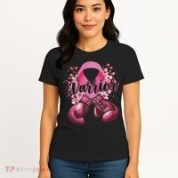 Warrior Boxing Gloves Ribbon Breast Cancer Awareness Women's T-Shirt thumb 4