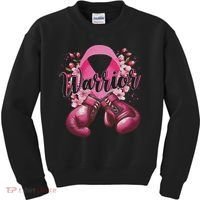 Warrior Boxing Gloves Ribbon Breast Cancer Awareness Kids Sweatshirt thumb 0