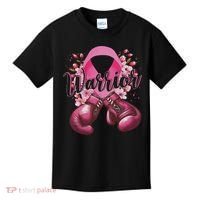 Warrior Boxing Gloves Ribbon Breast Cancer Awareness Kids T-Shirt thumb 0