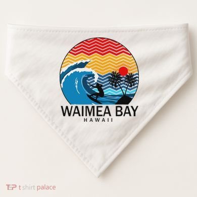 Waimea Bay Hawaii Surfboard USA-Made Doggie Bandana