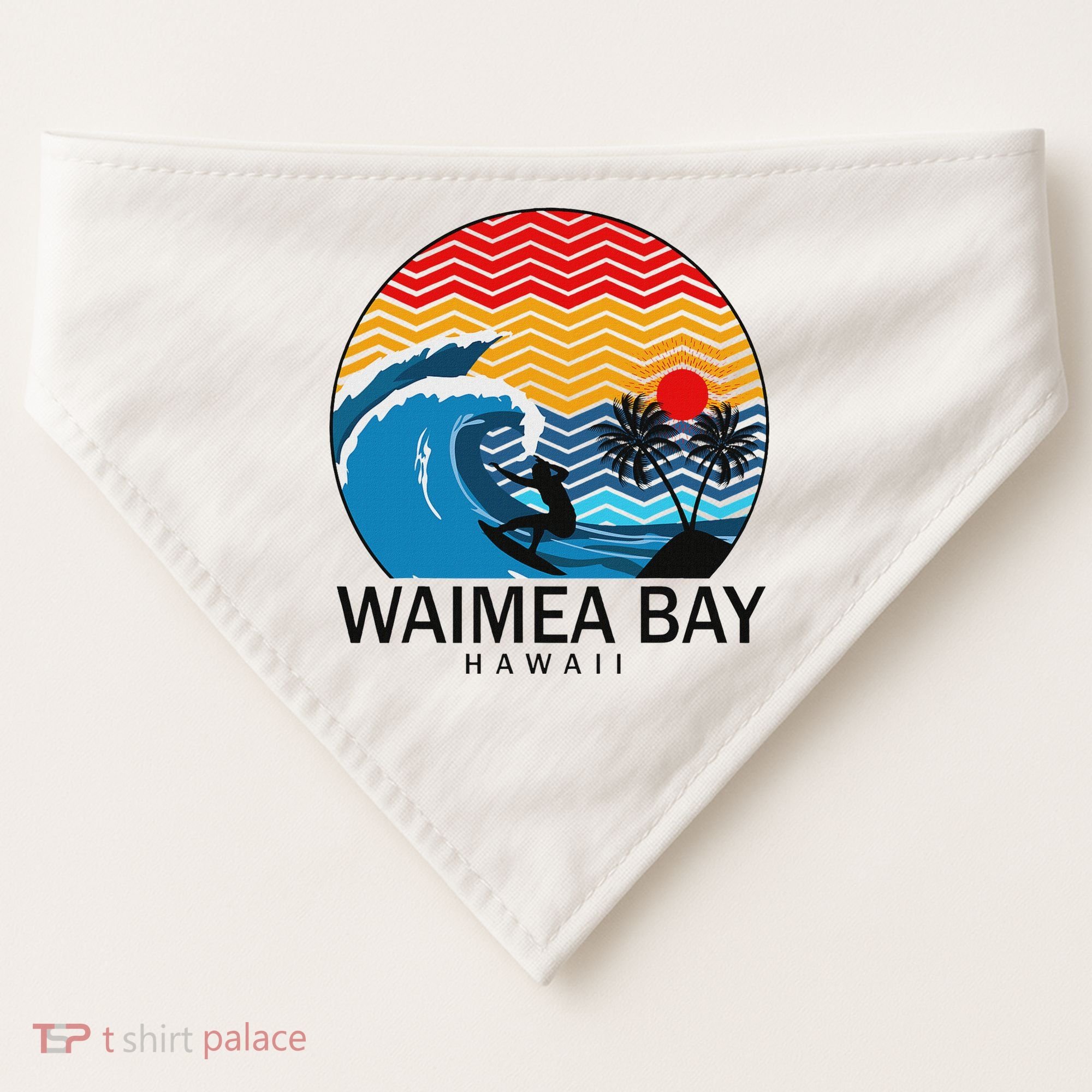 Waimea Bay Hawaii Surfboard USA-Made Doggie Bandana