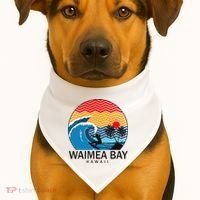 Waimea Bay Hawaii Surfboard USA-Made Doggie Bandana thumb 1