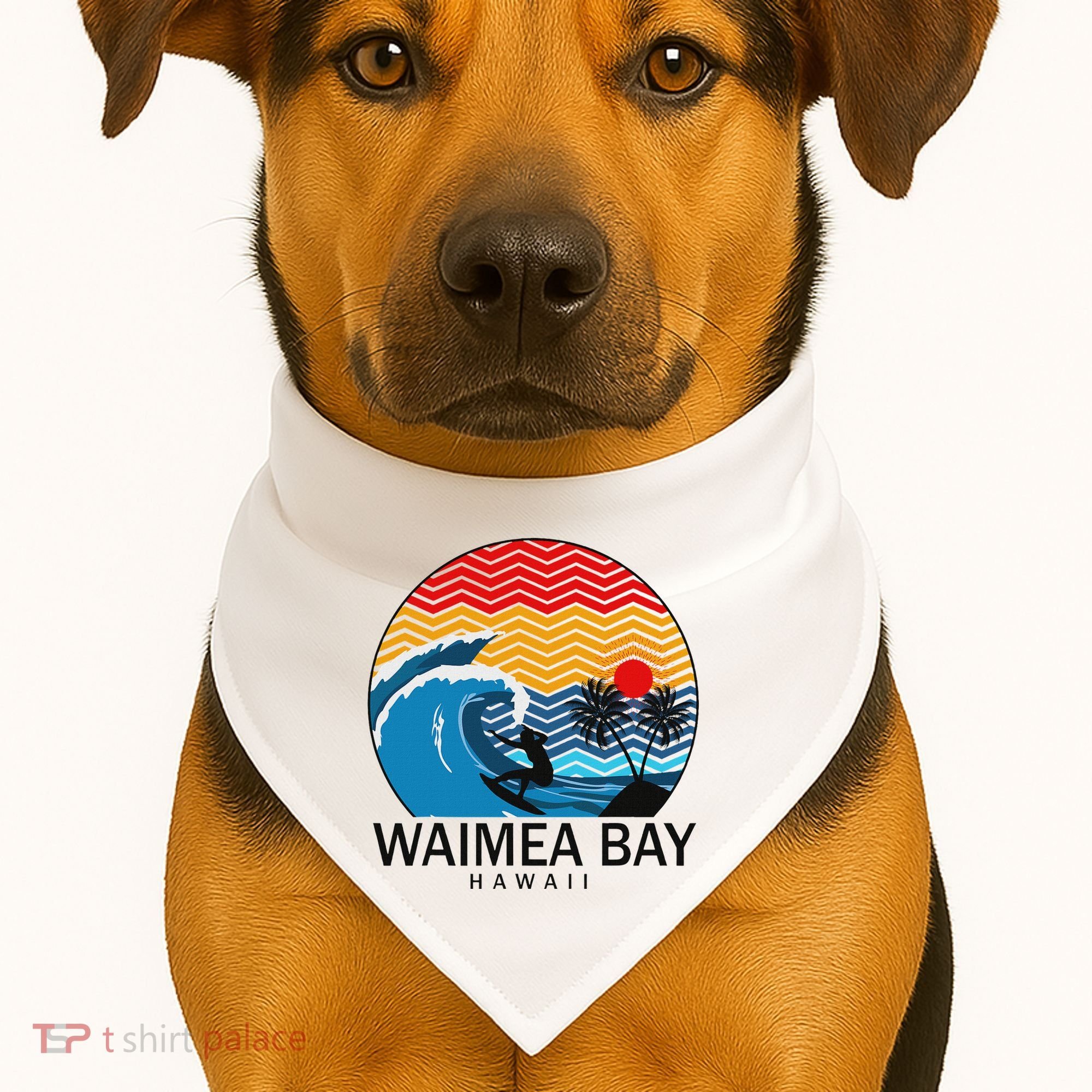 Waimea Bay Hawaii Surfboard USA-Made Doggie Bandana
